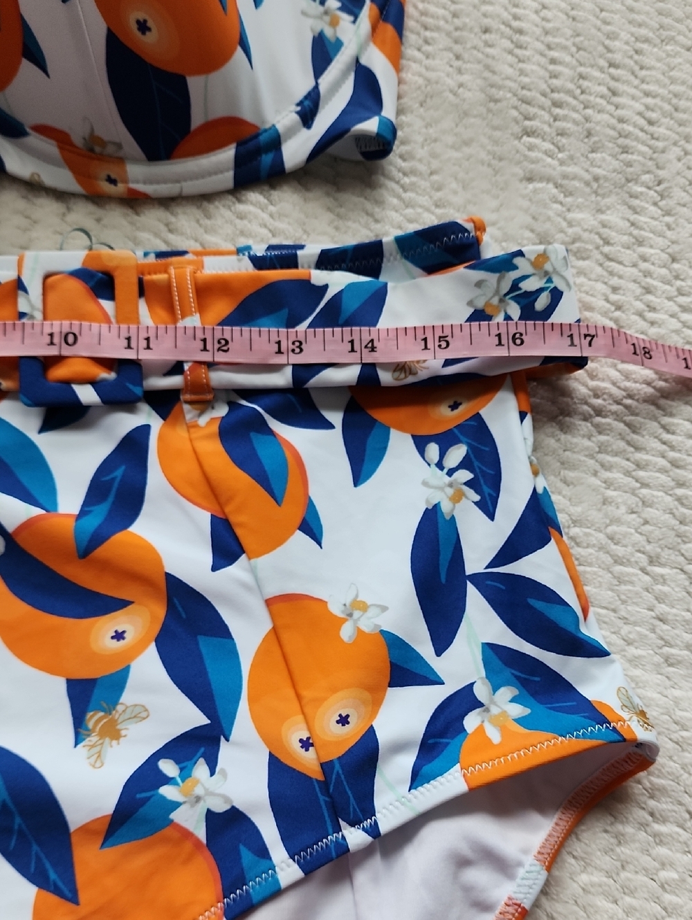 Panache Vintage Inspired Orange Print High-Waist Swim - Picture 3 of 9